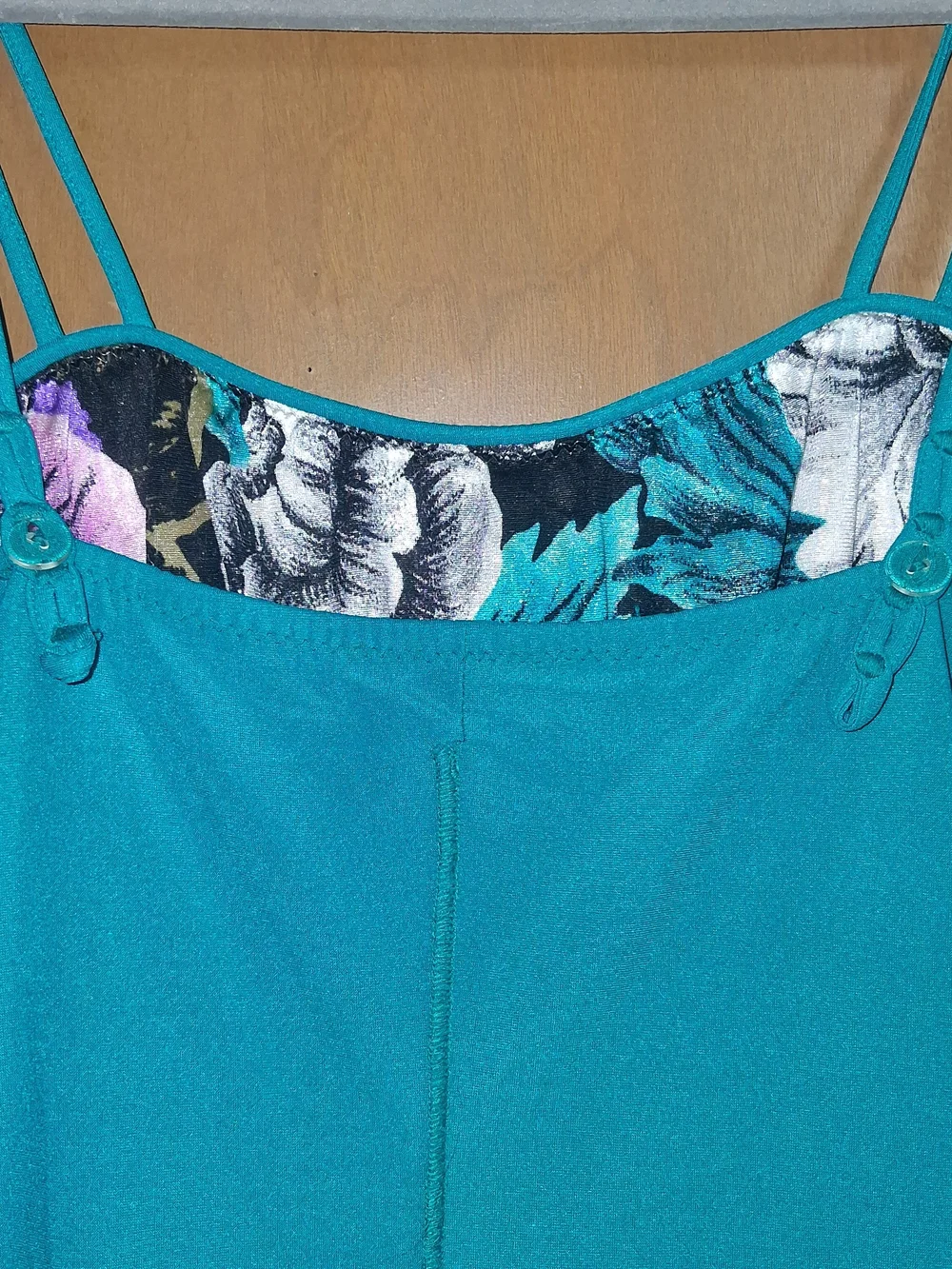 1970s DeWeese Swimsuit Dress Teal Purple Pink Floral One Piece Sundress Size 12